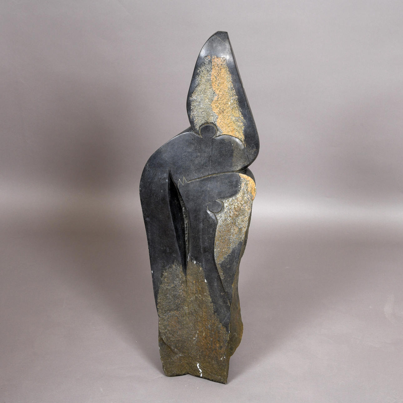 EUWIT NYANHONGO (ZIMBABWE, B1973) LARGE ABSTRACT CARVED & POLISHED STONE SCULPTURE.