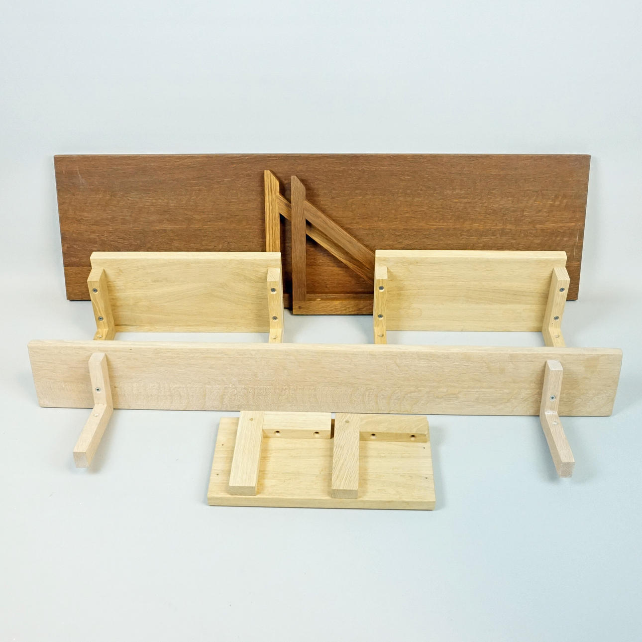 Hyllplan med konsoler, 5 st, trä, Norrgavel.