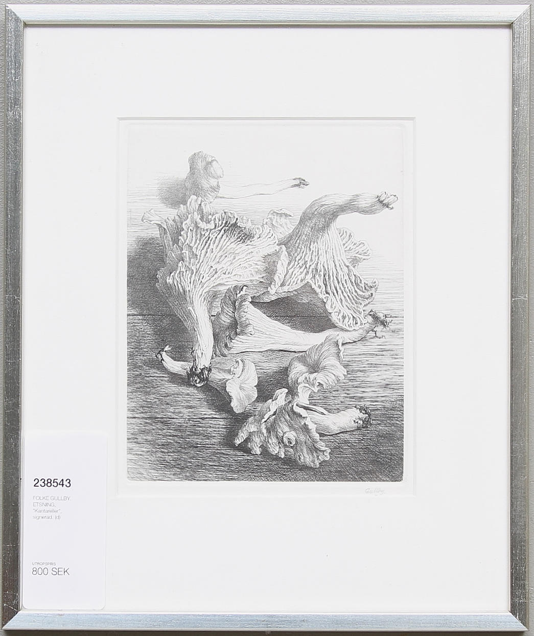 FOLKE GULLBY. ETSNING, "Kantareller", signerad.