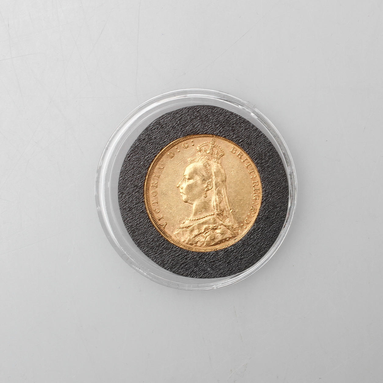 GULDMYNT, 1 Sovereign, Strorbritannien 1889, vikt 7,98 gram.