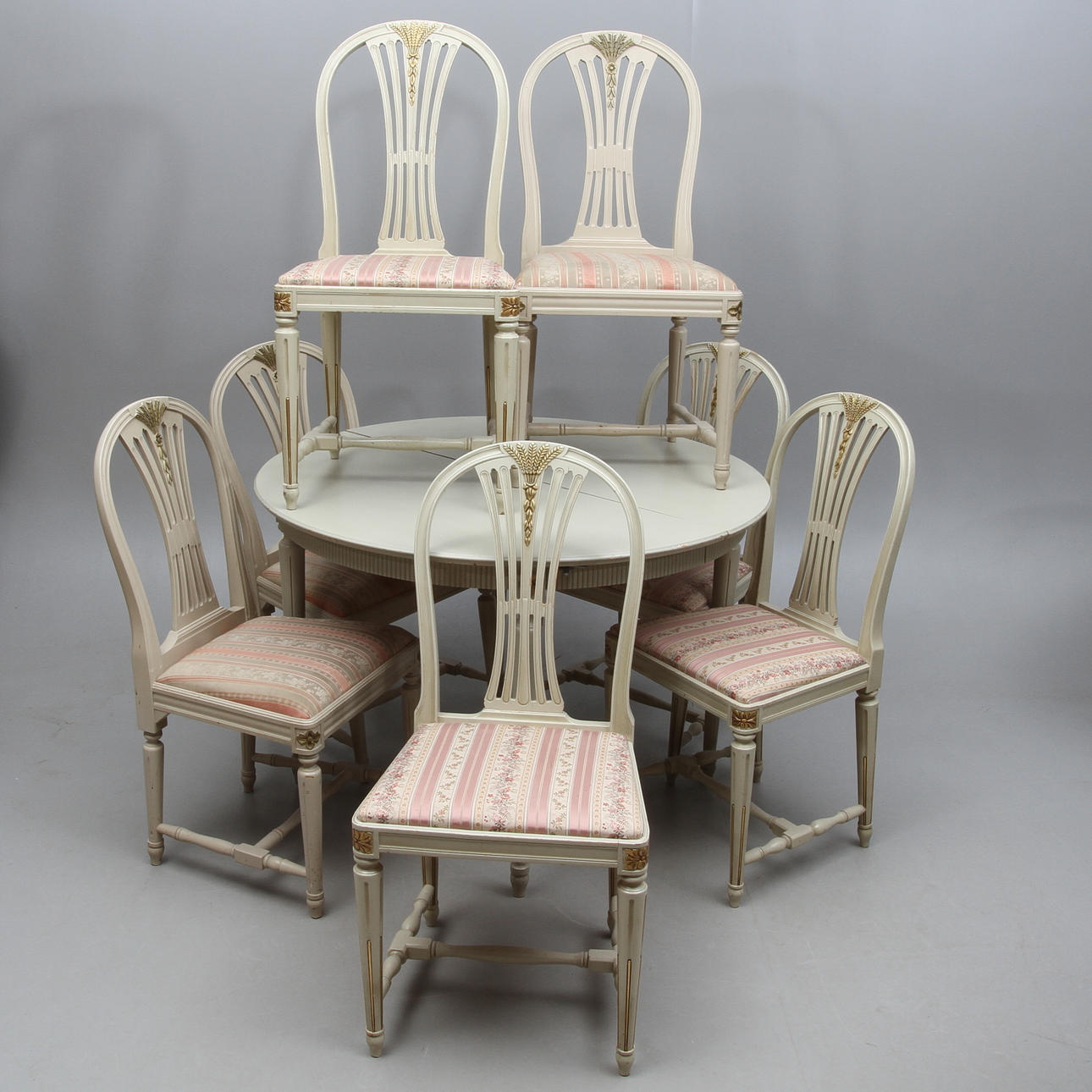 BORD, STOLAR, 3+4 st, gustaviansk stil 1900-talets andra hälft.