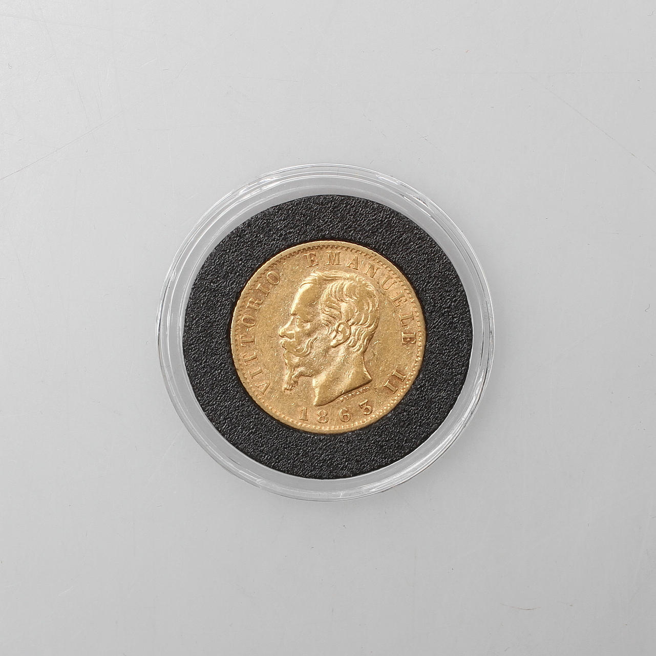 GULDMYNT, Italien 20 Lire, 1863.