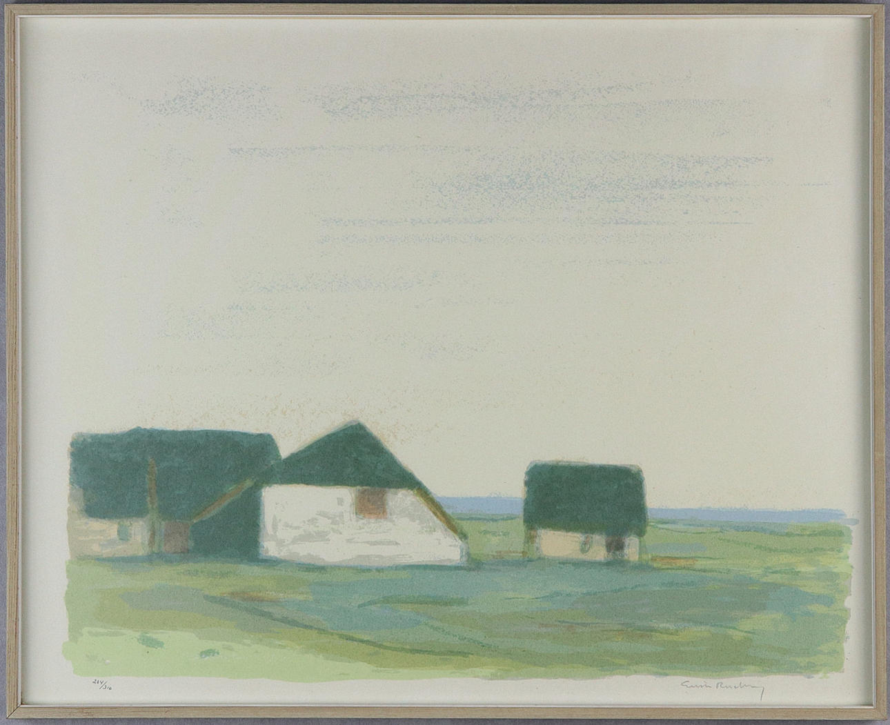 GUSTAV RUDBERG. Lithograph 284/310, farmhouse, signed. Art - Engravings ...