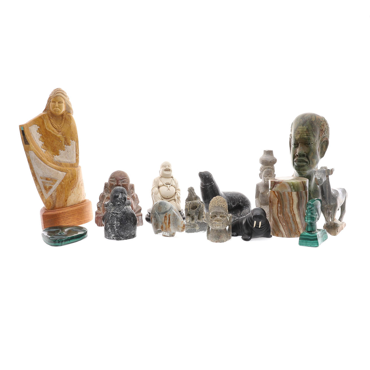 A MODERN CARVED MALACHITE WALL HANGING MASK.