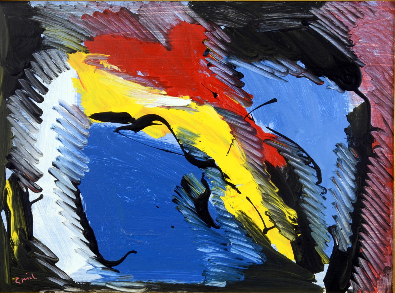 HARDY STRID. Akryl på pannå.