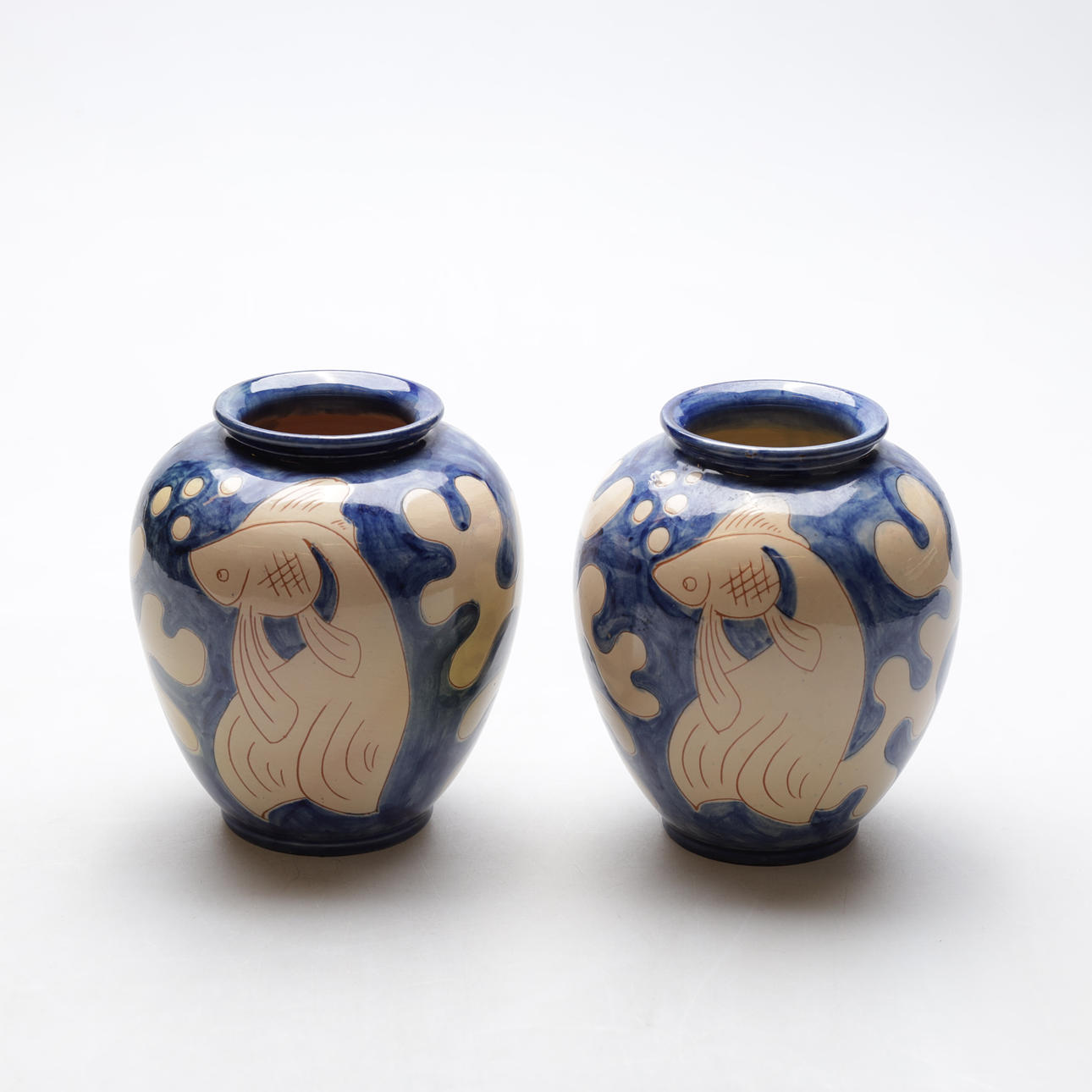 VASES 2 pcs, earthenware, Humlebæk Keramik, Denmark.