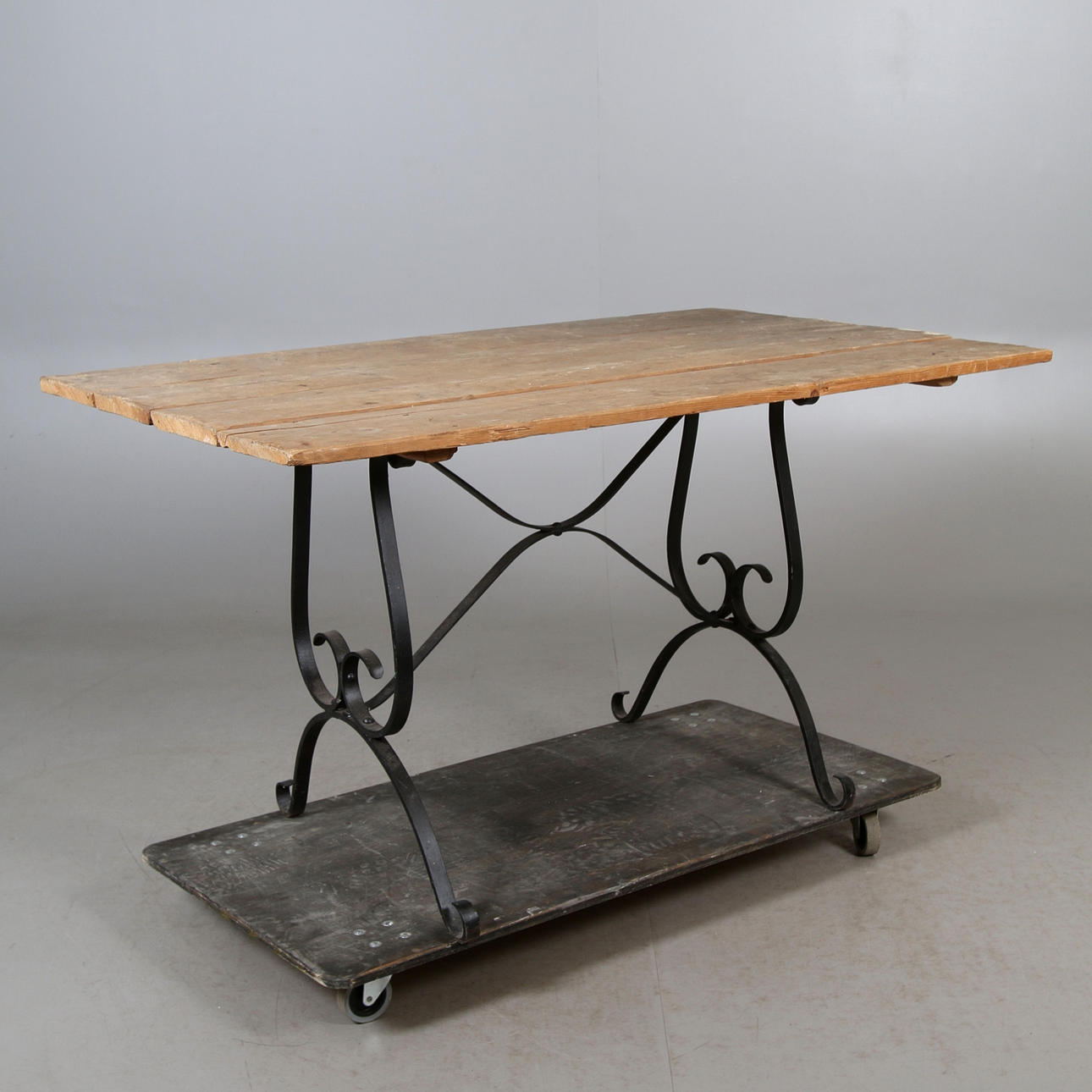TABLE, Wood, wrought iron, 1900s.
