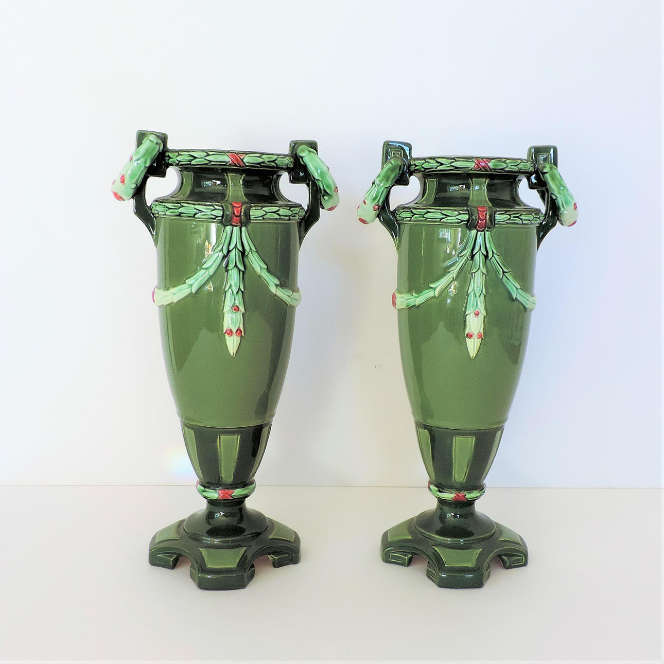 CIRCA 1910 EICHWALD SECESSIONIST ART NOUVEAU MAJOLICA VASES. Ceramics ...