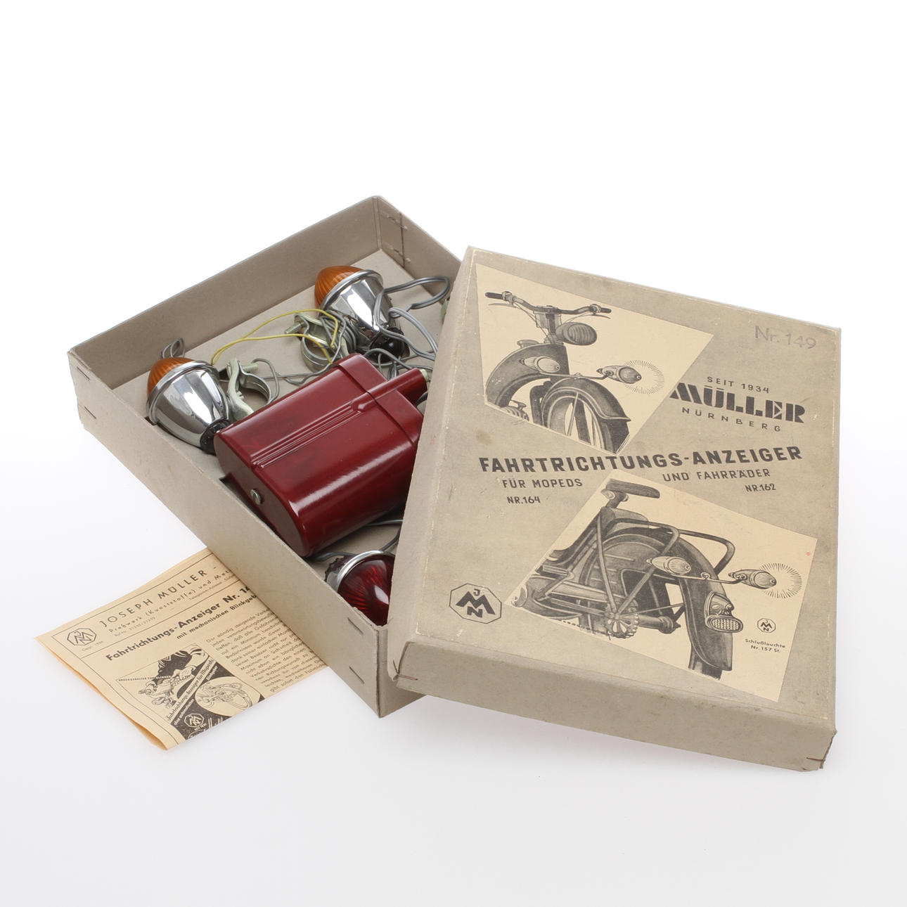 MÜLLER NÜRNBERG Nr. 149 Färdriktningsvisare med instruktion i originalkartong.