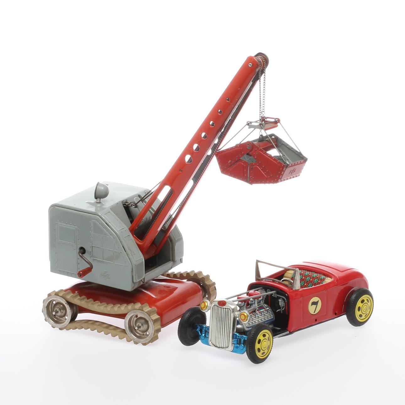 GRÄVSKOPA MFZ och hotrod-bil BANDAI.