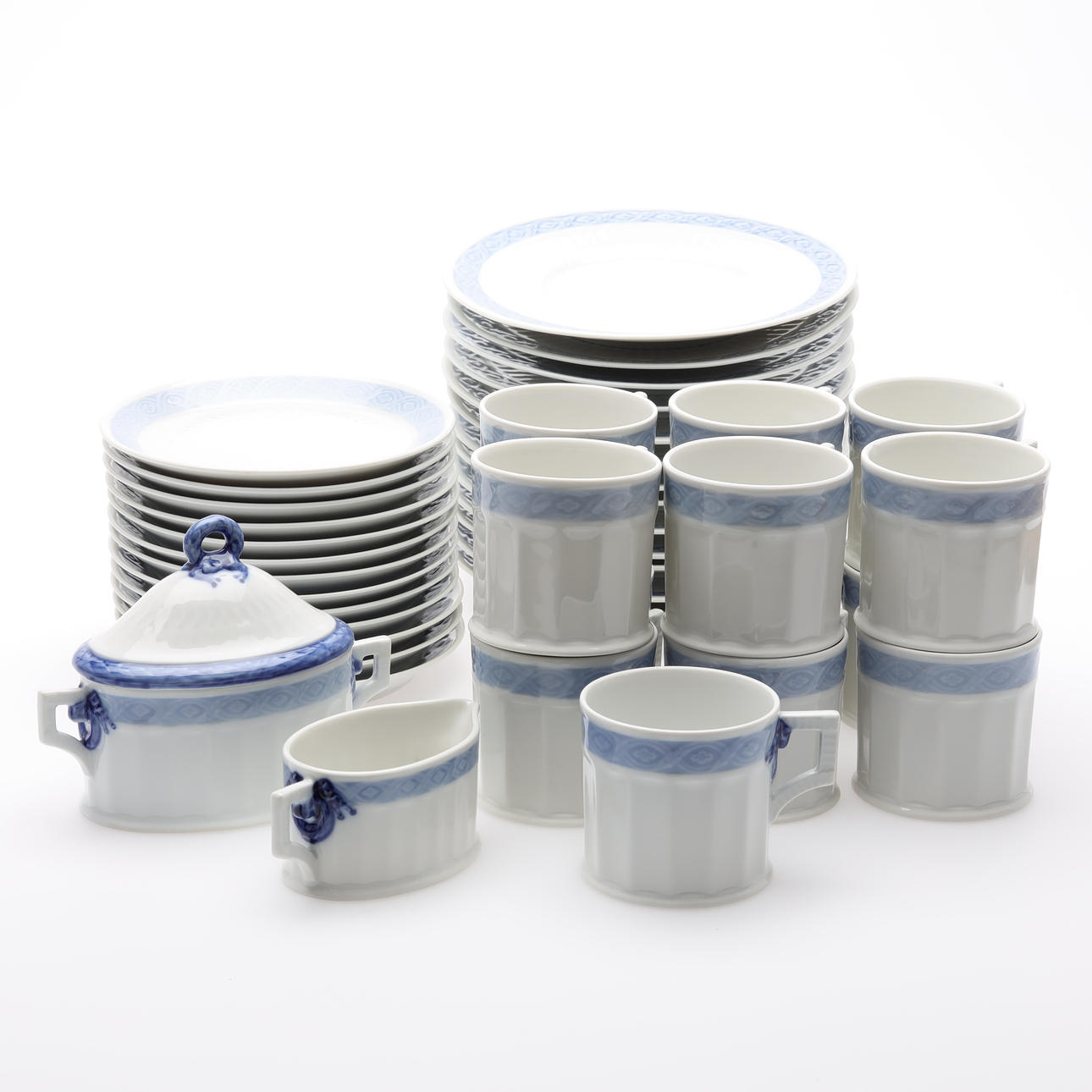 KAFFESET, 41 stk blå ventilator, Royal Copenhagen.