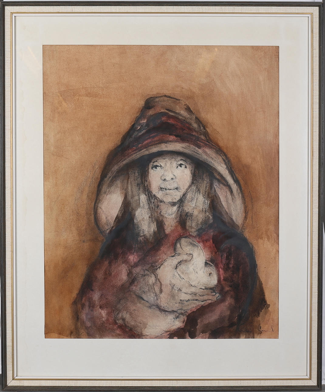 LILI LUND. "Maria 'La loca'". Mixed media, signed, dedicated and dated -68.