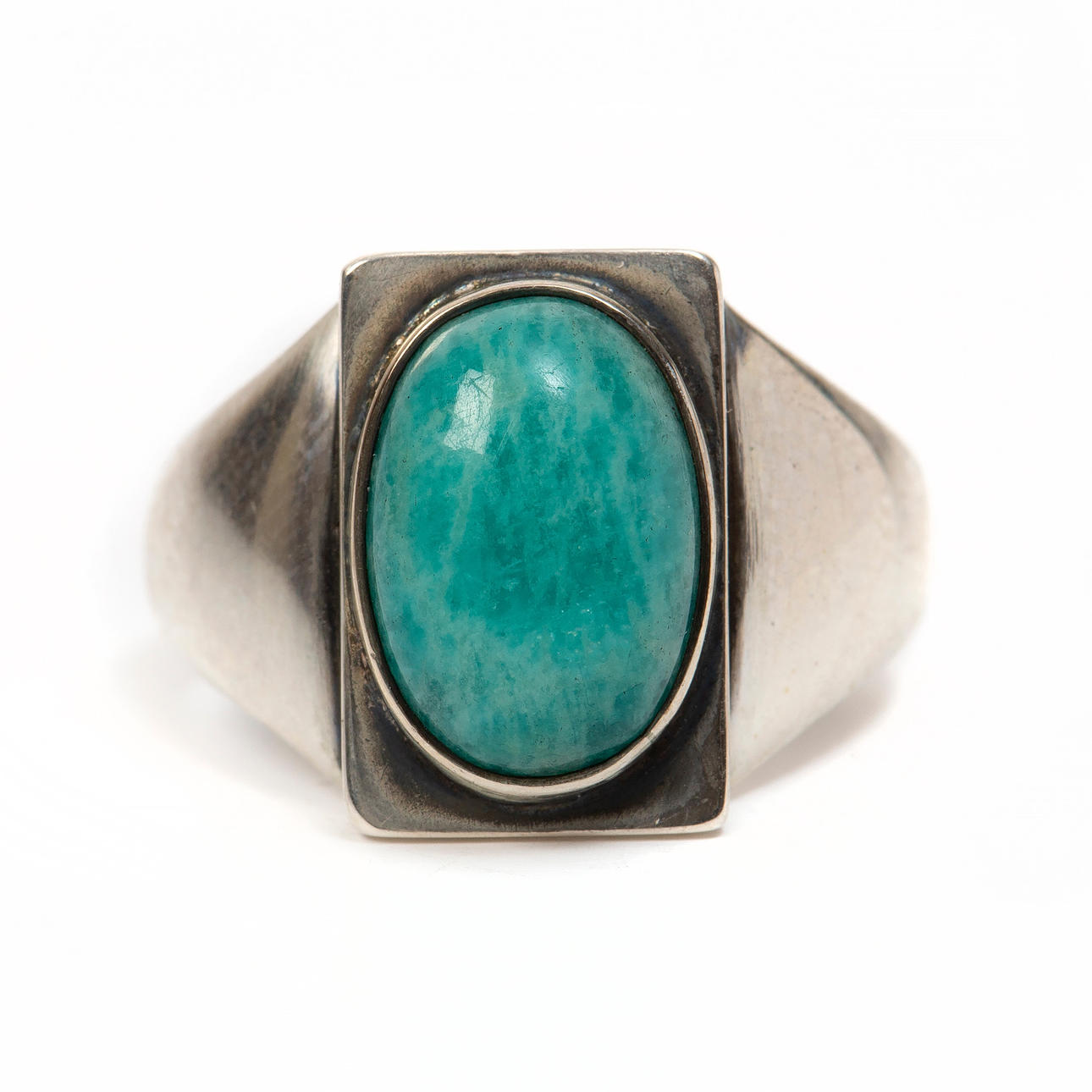 GEORG JENSEN, ring, numbered 84 B, sterling silver with cabochon-cut amazonite.