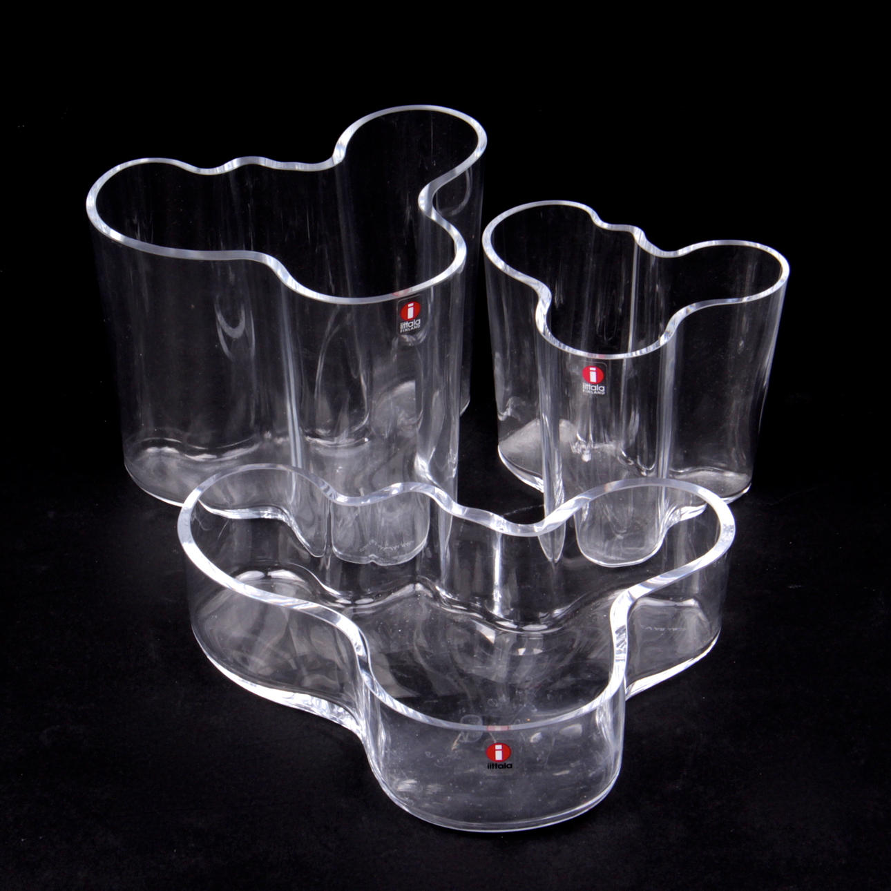VASER, 3 st. glas, "Savoy", Alvar Aalto, Iittala.
