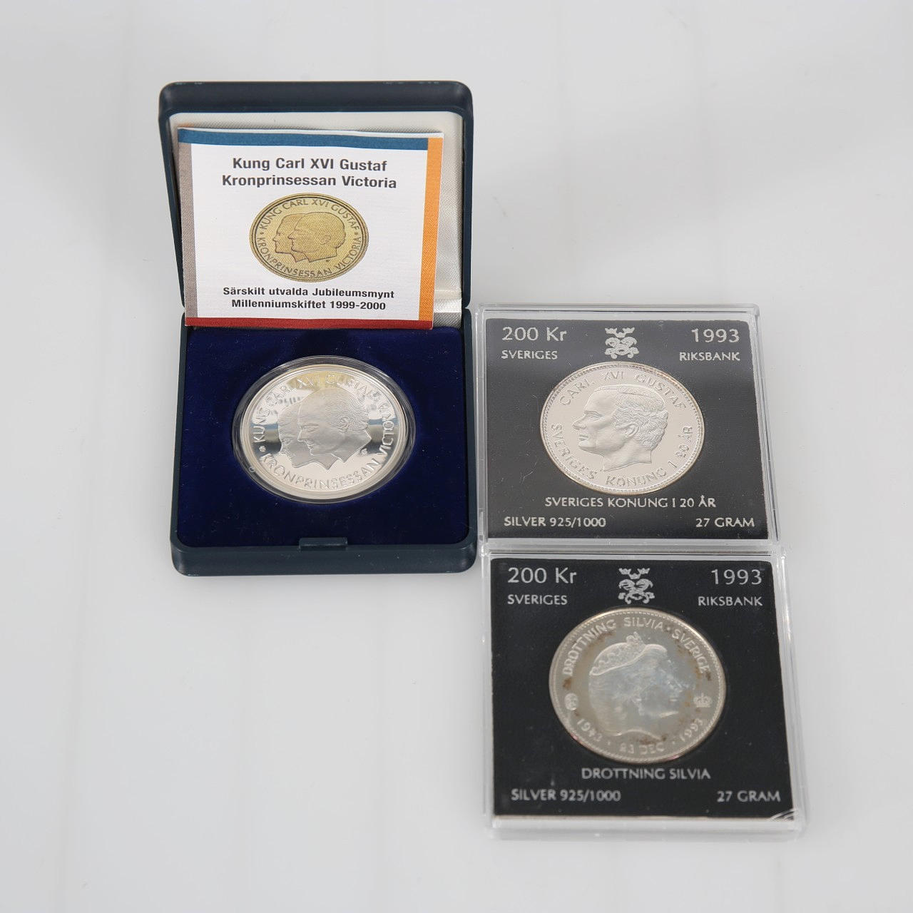 SILVERMYNT, 3 stycken, nominellt värde 200 kr /st.