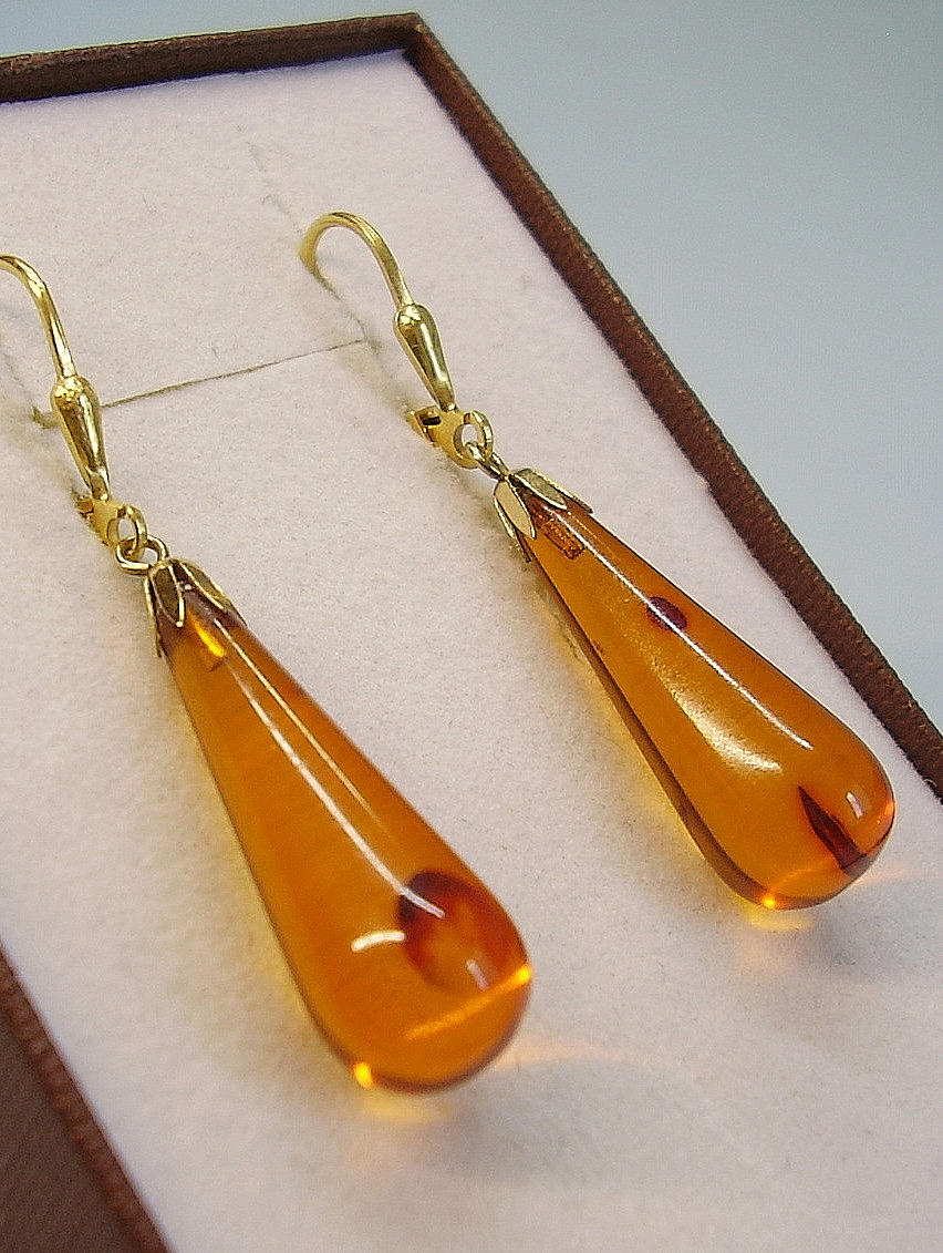 RAV ØRERINGE SØLV 925 forgyldt.