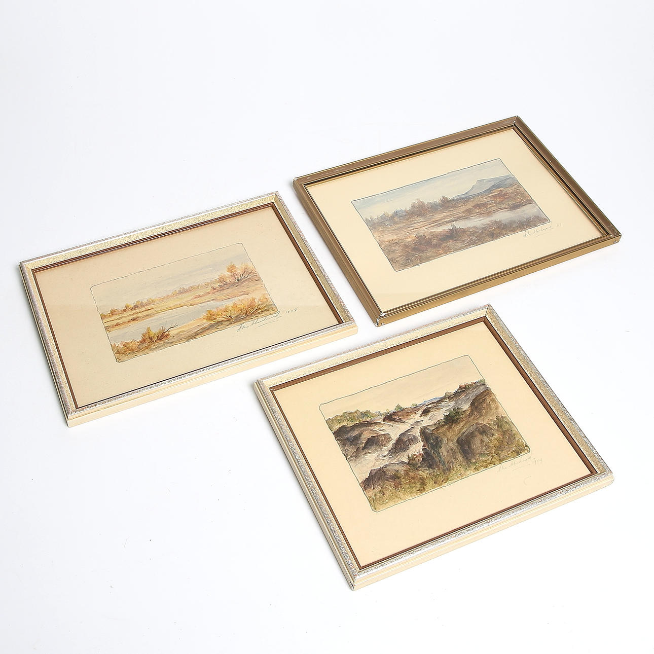 ÅKE AHNLUND. Fjällmotiv, gouacher, 3 st, 1948/49.