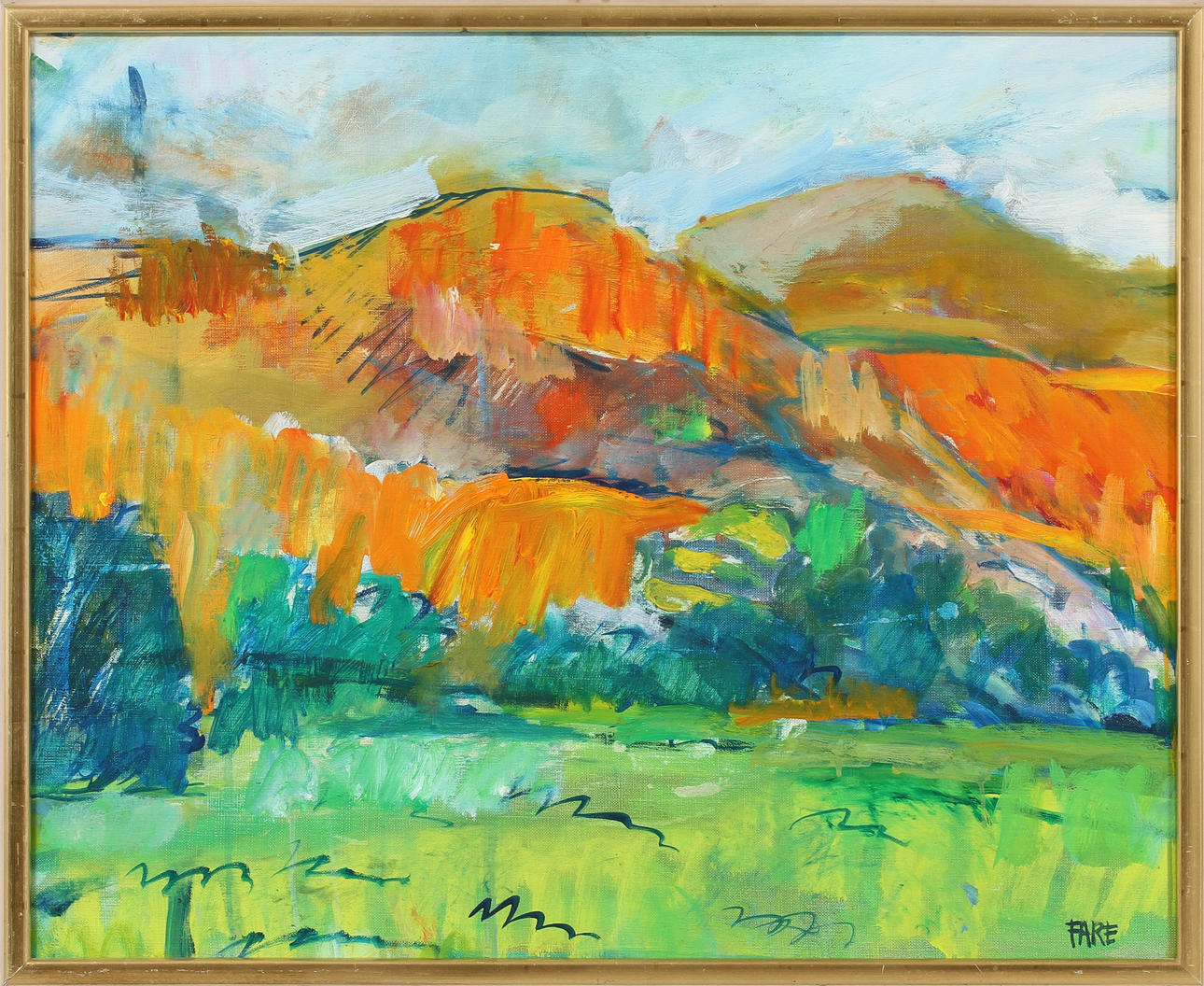 LEOPOLD FARE. Olja på duk, "Het dag i Ságaro spanska pyrenéerna" signerad.