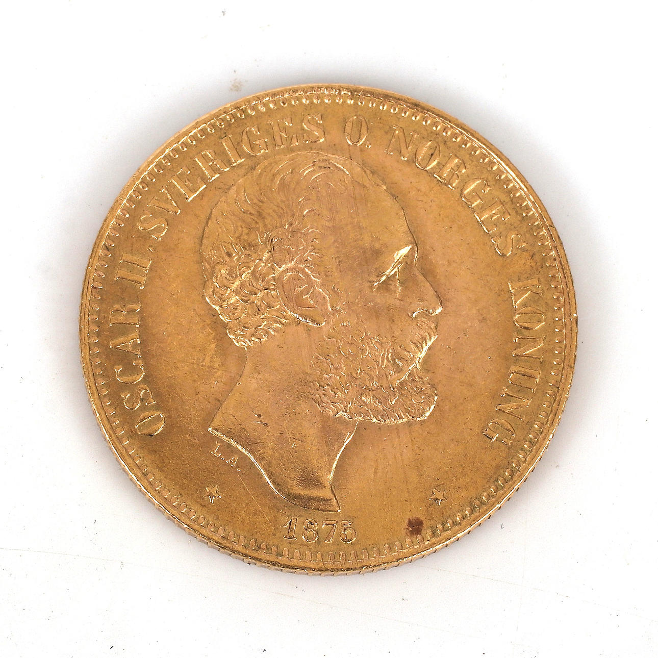 MONEDA DE ORO, 20 SEK, Oscar ll, 1875.