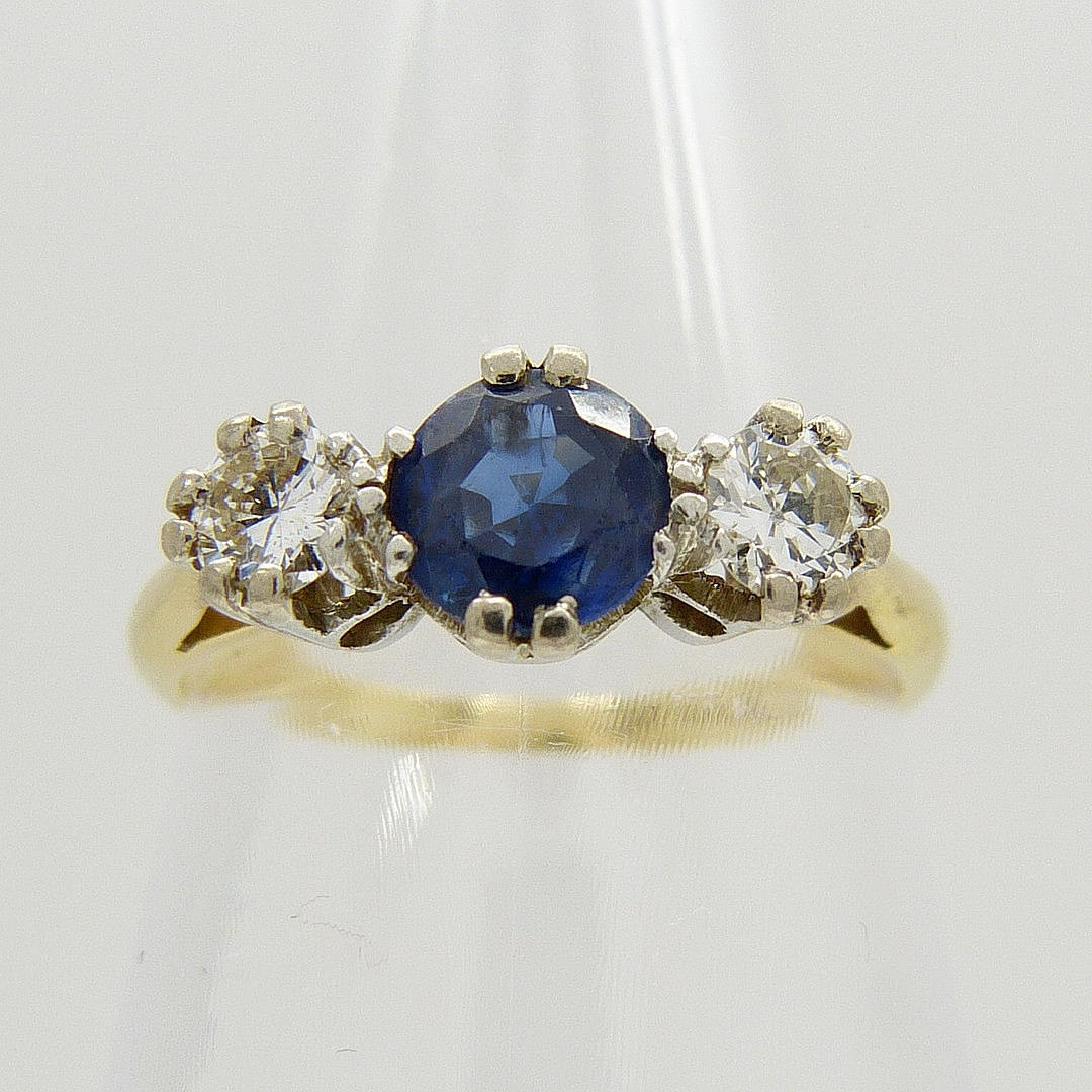 3-STENS SAFIR & DIAMANT ring.