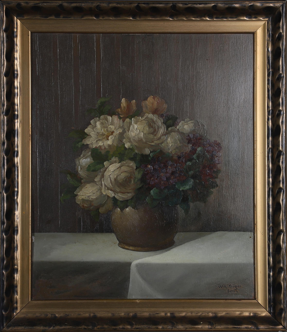 WILHELM KRÜGER. Öl auf Platte, signiert "Stilleben".