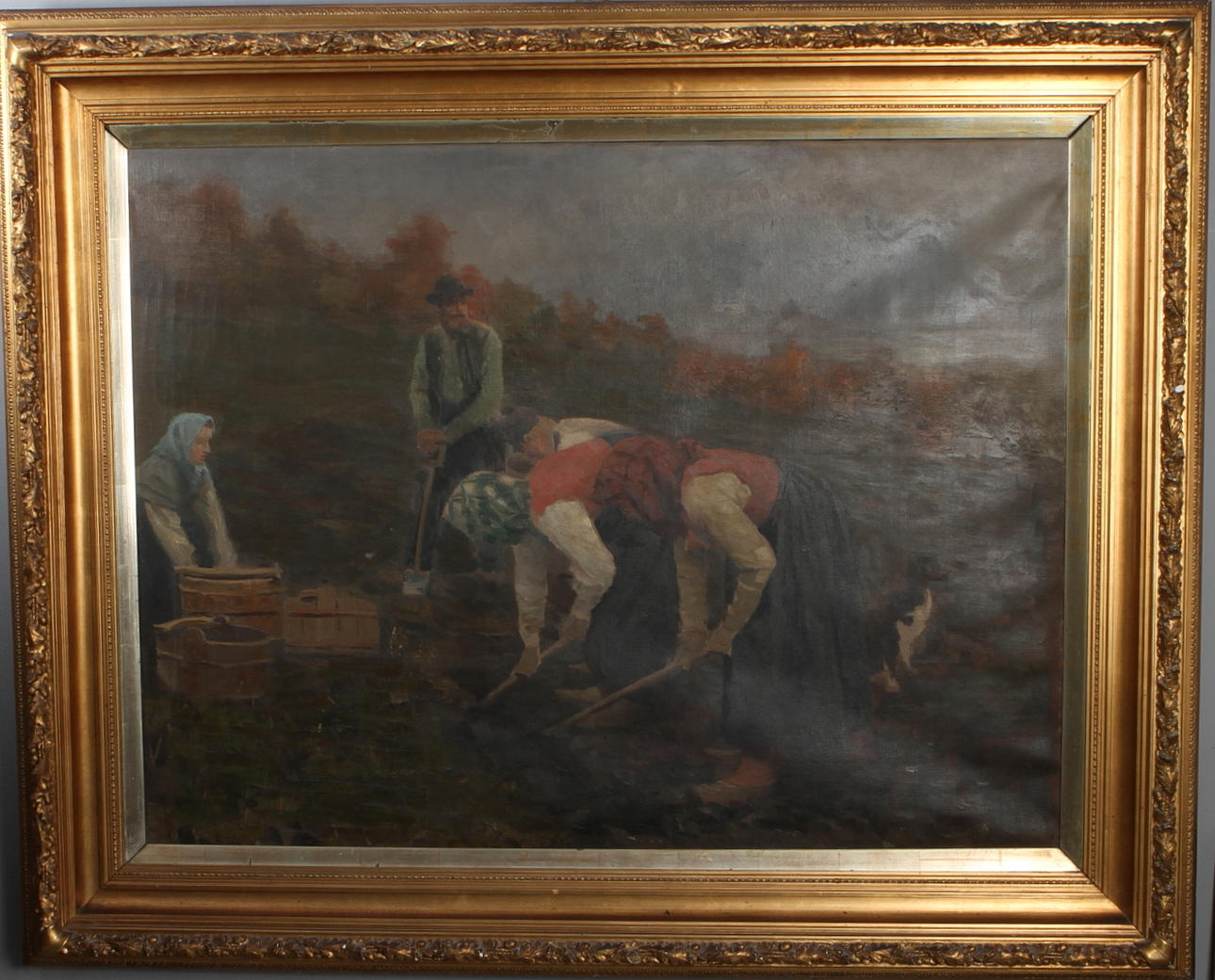 FREDRIK KOLSTØ. Skördetid, olja på duk, signerad.