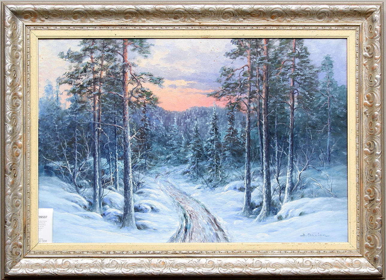 JOHAN OSSIAN ANDERSSON. Vinterlandskap. Olja på duk. Signerad J Ossian.