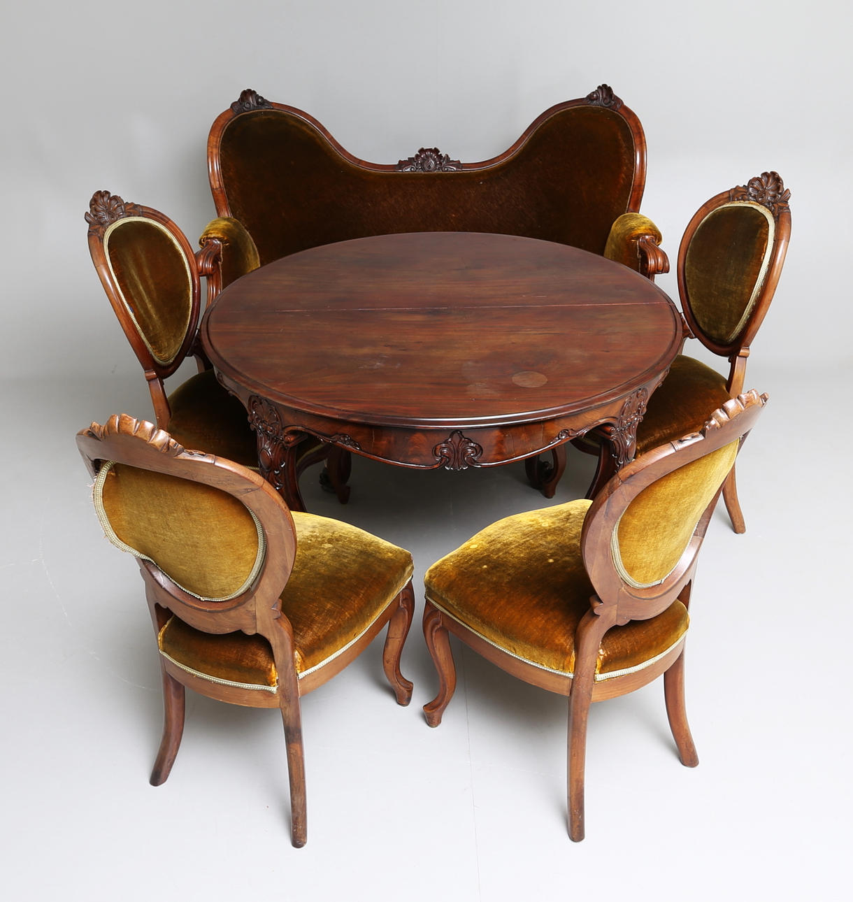 SOFFGRUPP, 6 delar, rokoko-stil, 1880-tal.