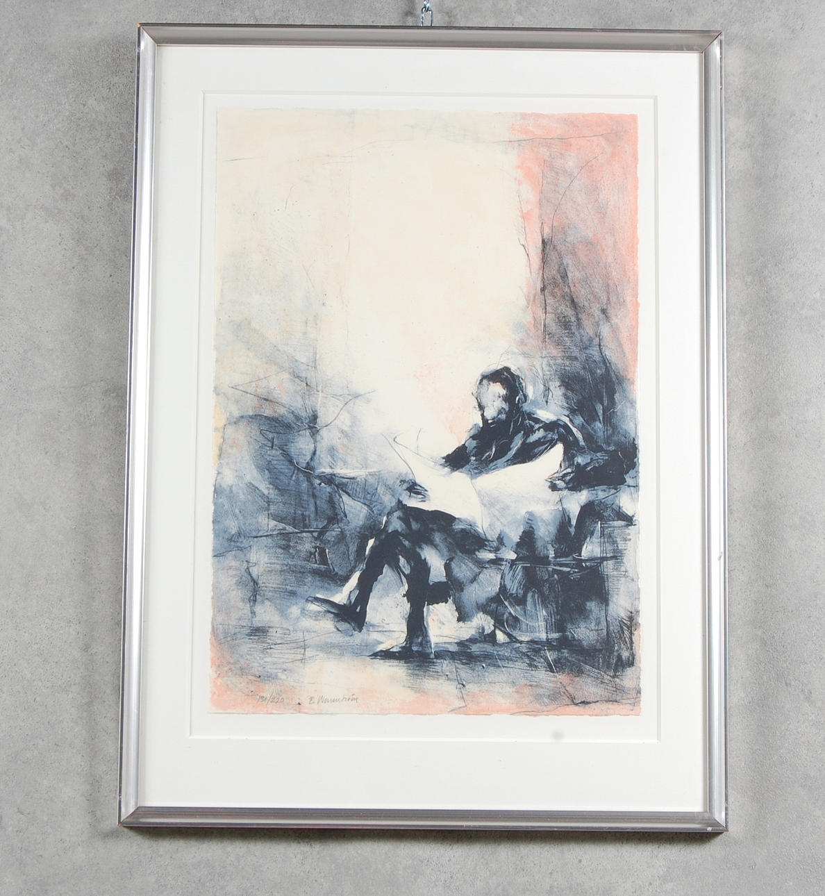 BERNT WENNSTRÖM. färglitografi, " Tidningsläsaren" Signerad, numrerad, 131/220.