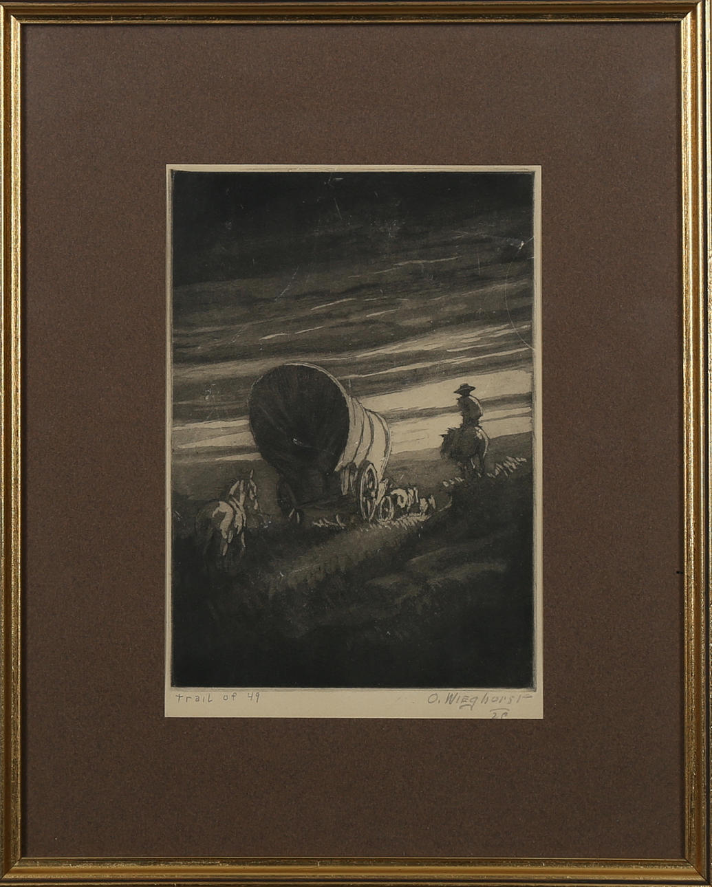 OLAF CARL WIEGHORST. Trail of 49", blandteknik, signerad O Wieghorst och daterad -26.