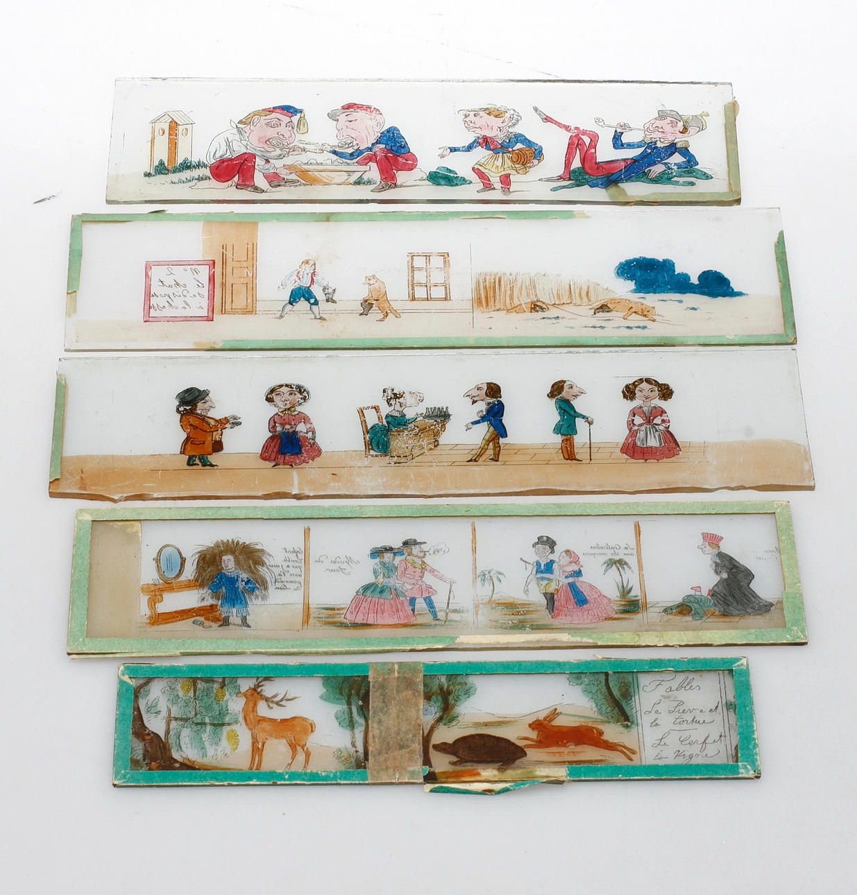 SKIOPTIKON-BILDER, 5 st, glas, 1900-talets första hälft.