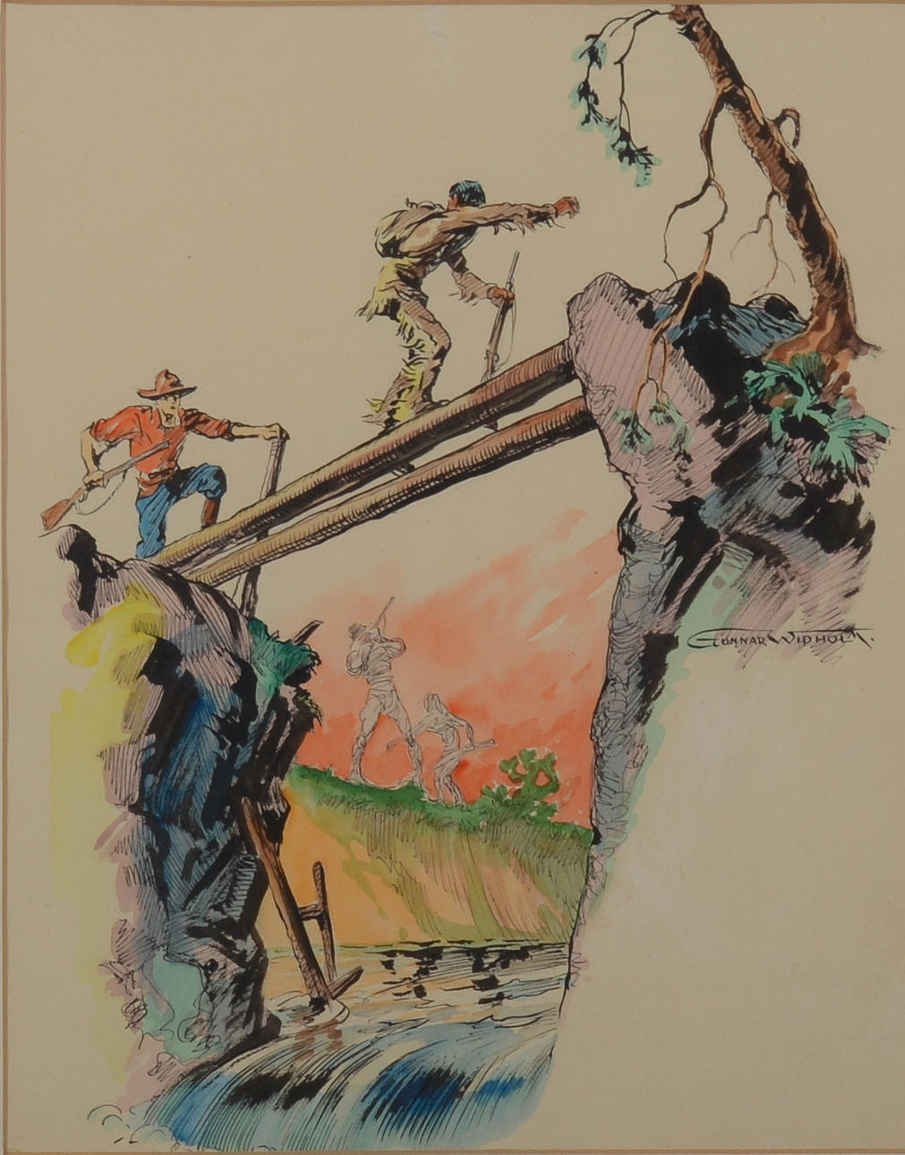 GUNNAR WIDHOLM. Akvarell.