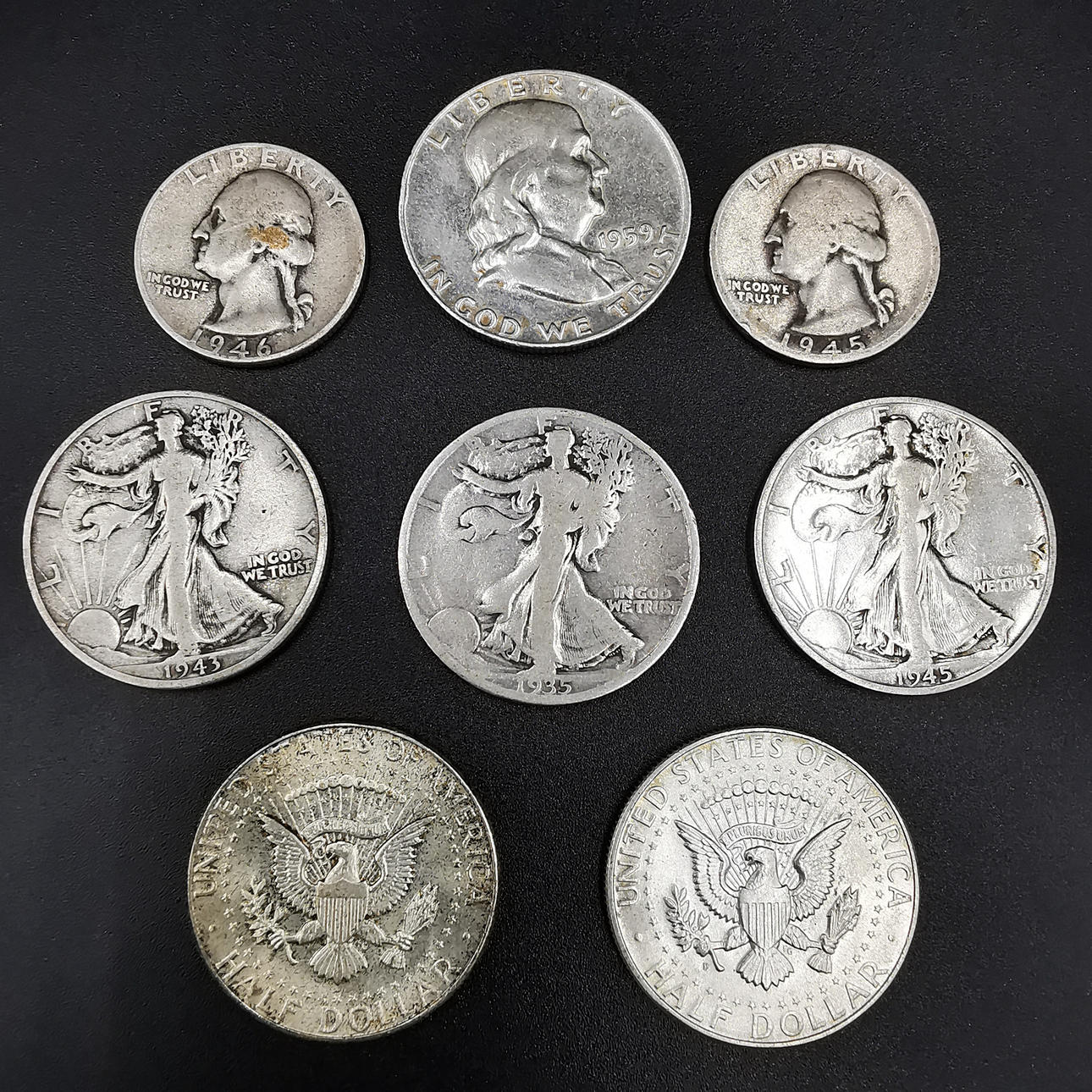 SAMLING AF VINTAGE AMERIKANSKE MØNTER.