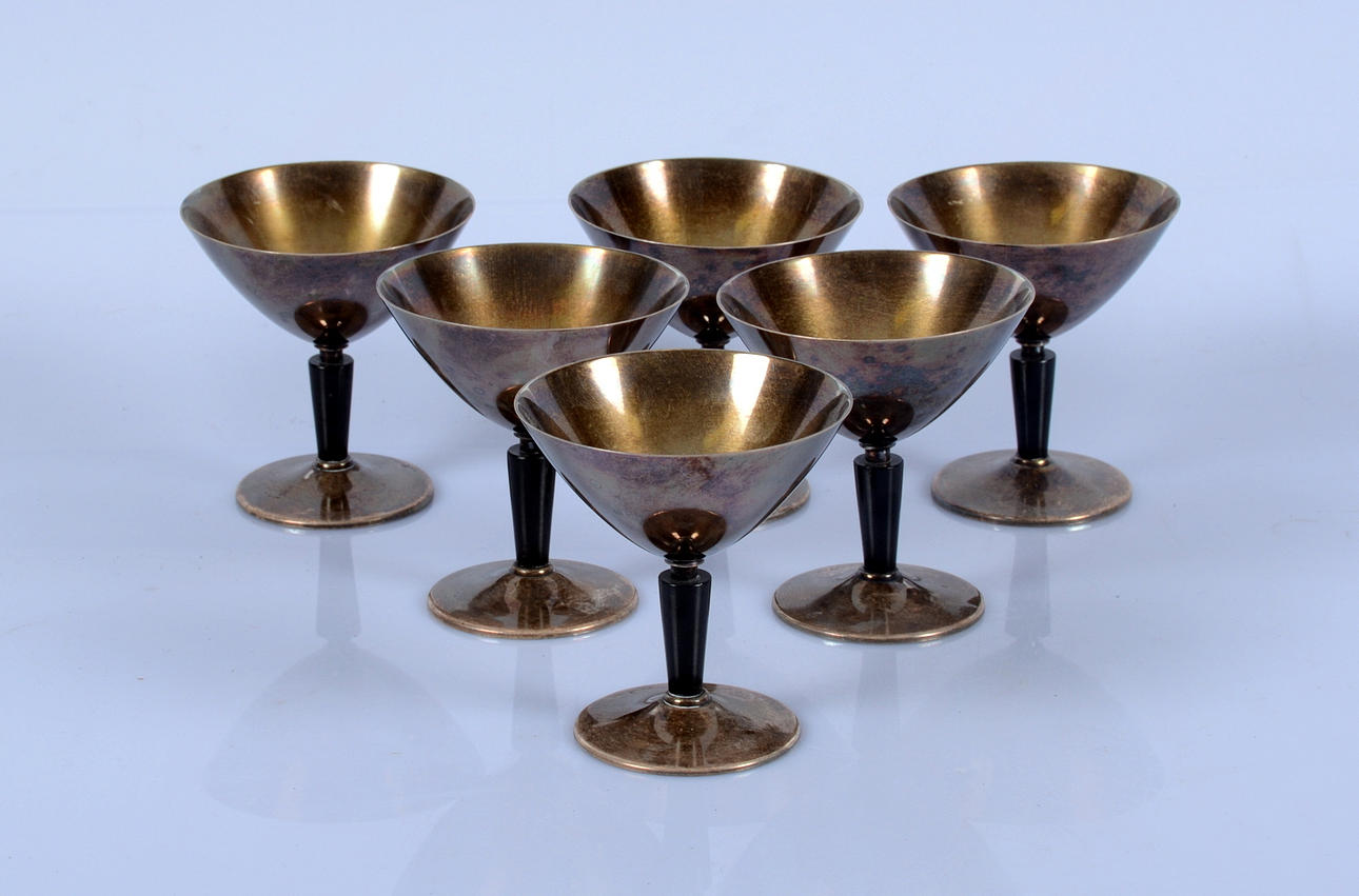 COCTAILGLAS, nysilver, 6 stycken, 1900 tal.