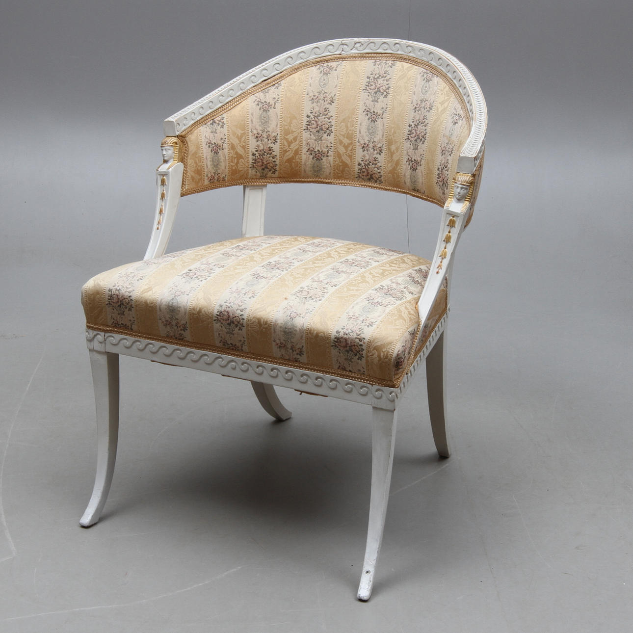 BALJFÅTÖLJ, sengustaviansk, Stockholmsarbete, 1700/1800-tal.