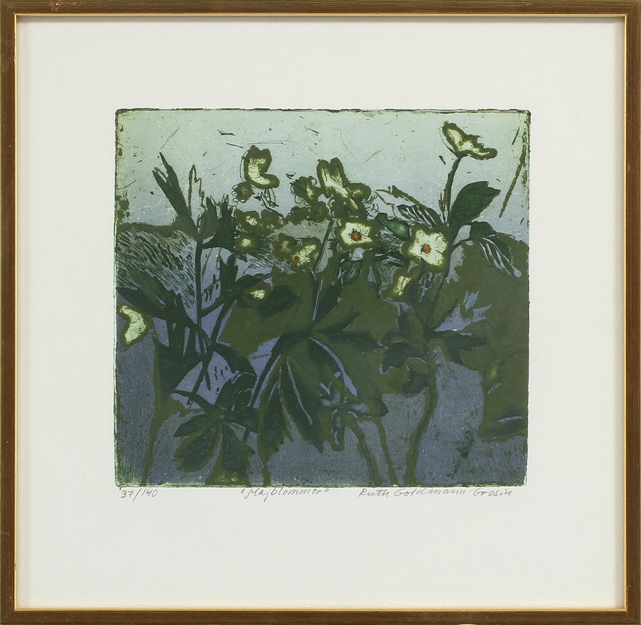 RUTH GOLDMANN GROSIN. Blommor, 2 st, litografier, sign o numr 19/110 samt 37/40.