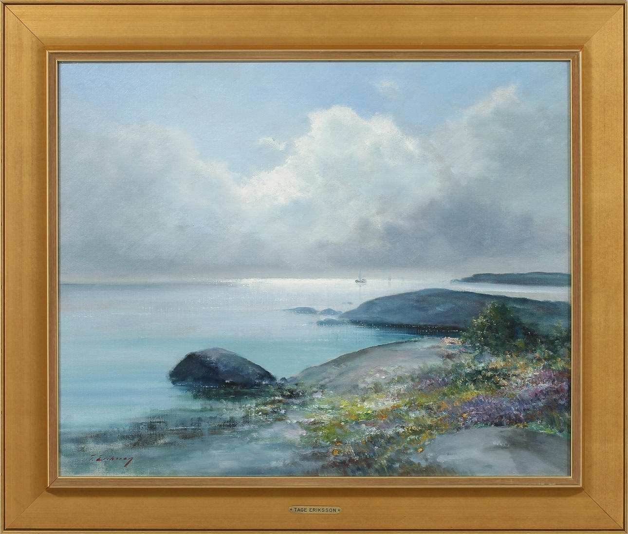 TAGE ERIKSSON. "Kustbild-Hönö gbgs skärgård" Olja på duk signerad.