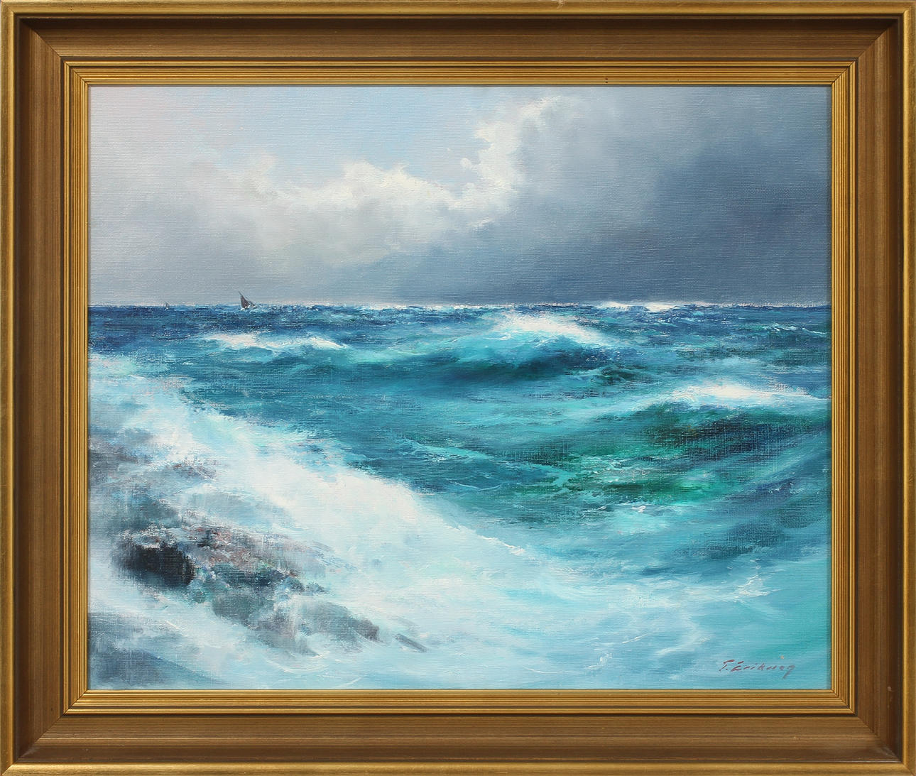 TAGE ERIKSSON. "Bränningar Hönö", Olja på duk, signerad.