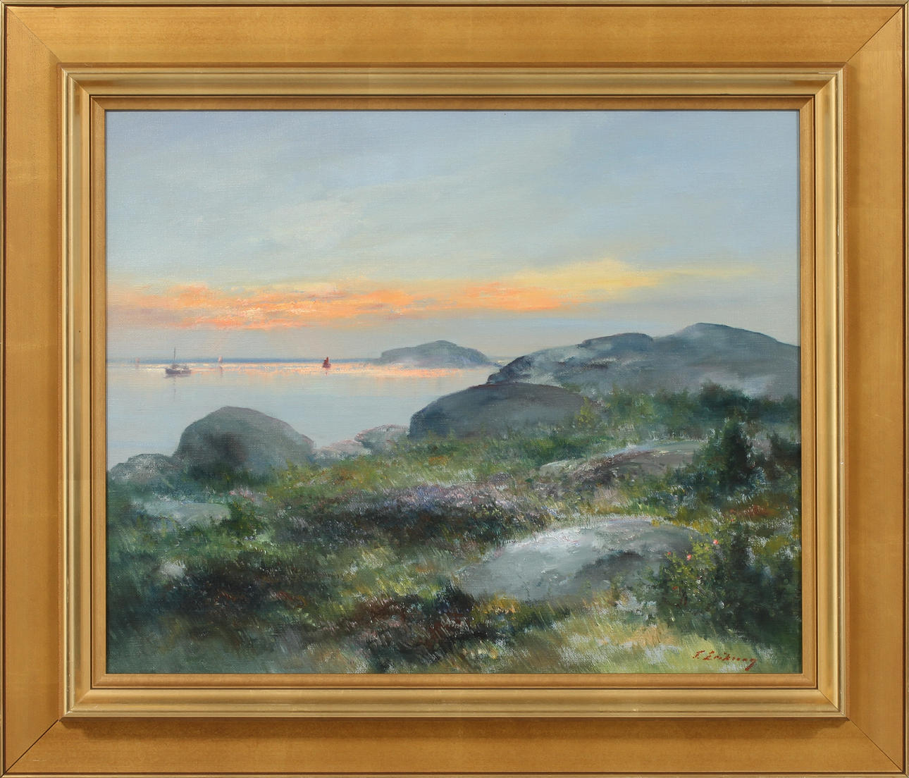 TAGE ERIKSSON. Kustbild. Olja på duk, signerad.