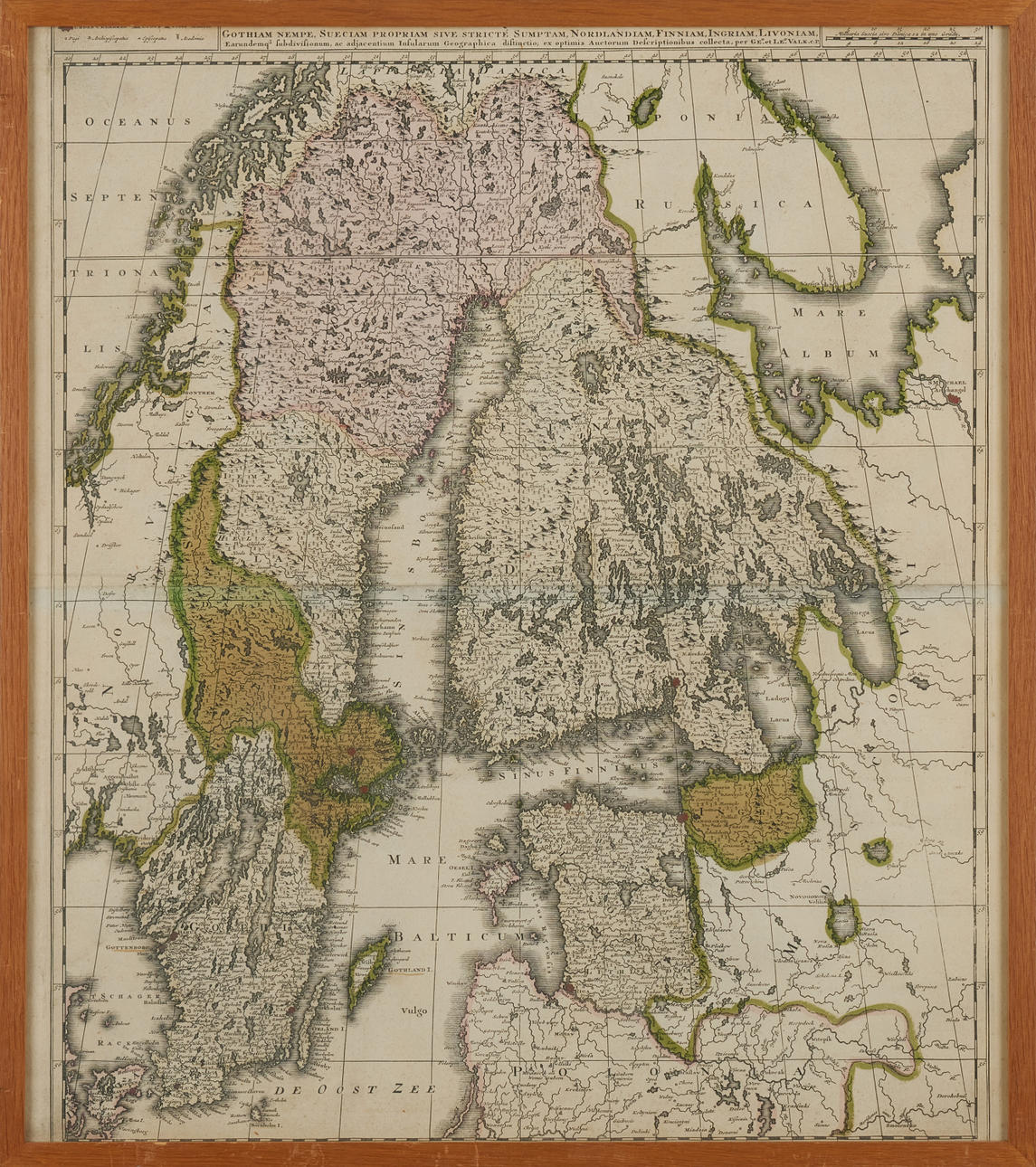 MAP SCANDINAVIA, THE BALTICS BY VALK, ca 1690.