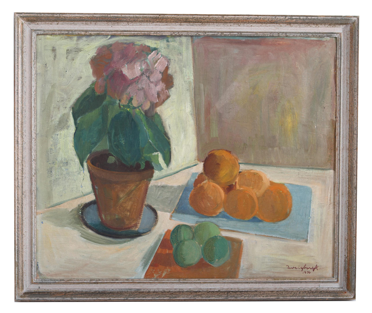 BO VON ZWEIGBERCK. Olja på pannå, "hortencia och apelsiner", signerad-1936.