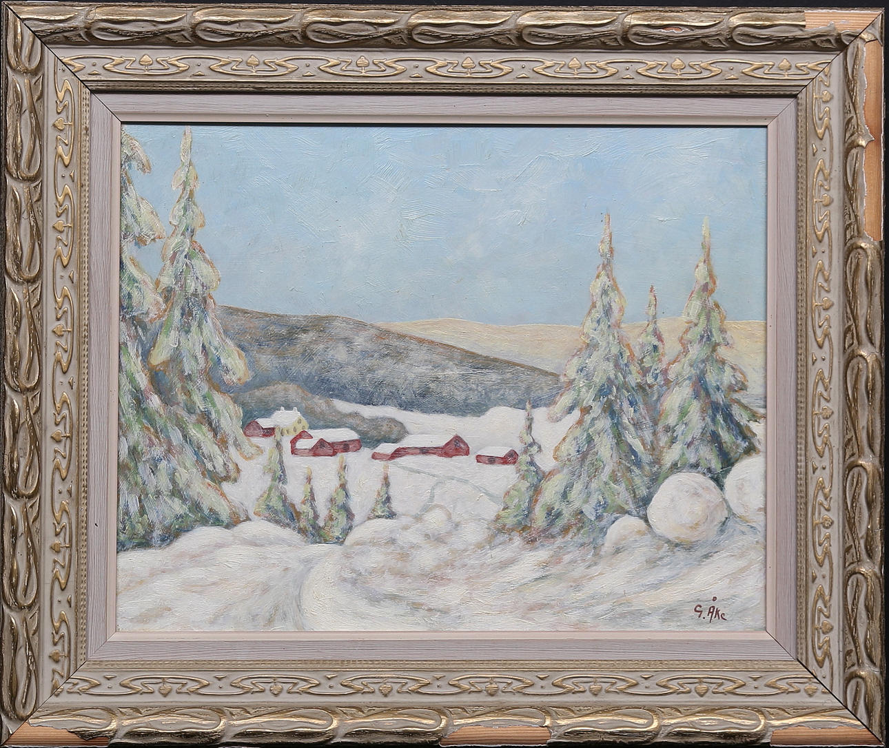 OIDENTIFIERAD KONSTNÄR. Oil on Board, signed G. Åke.