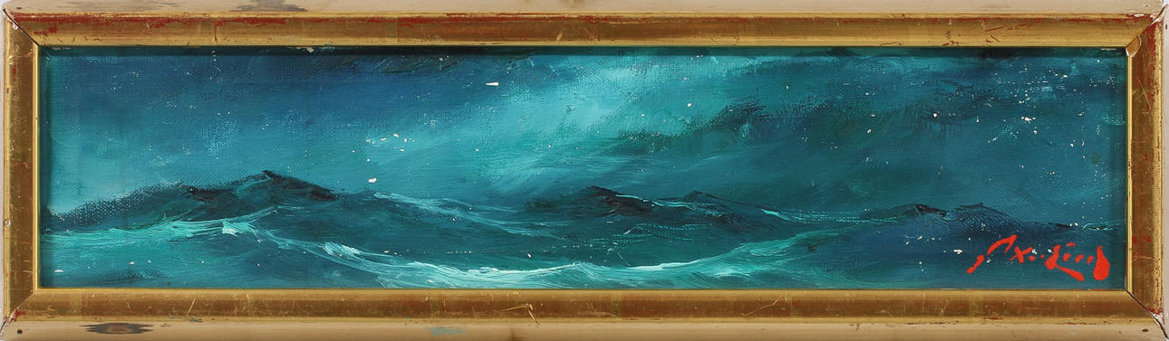 AXEL LIND. Hav, olja på duk, sign.