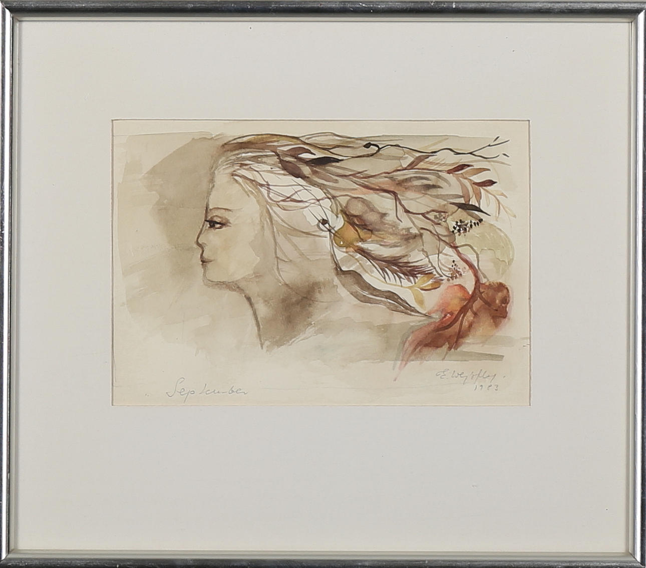 ELISABETH WEJSFLOG. "September", akvarell, signerad E. Wejsflog och daterad 1983.