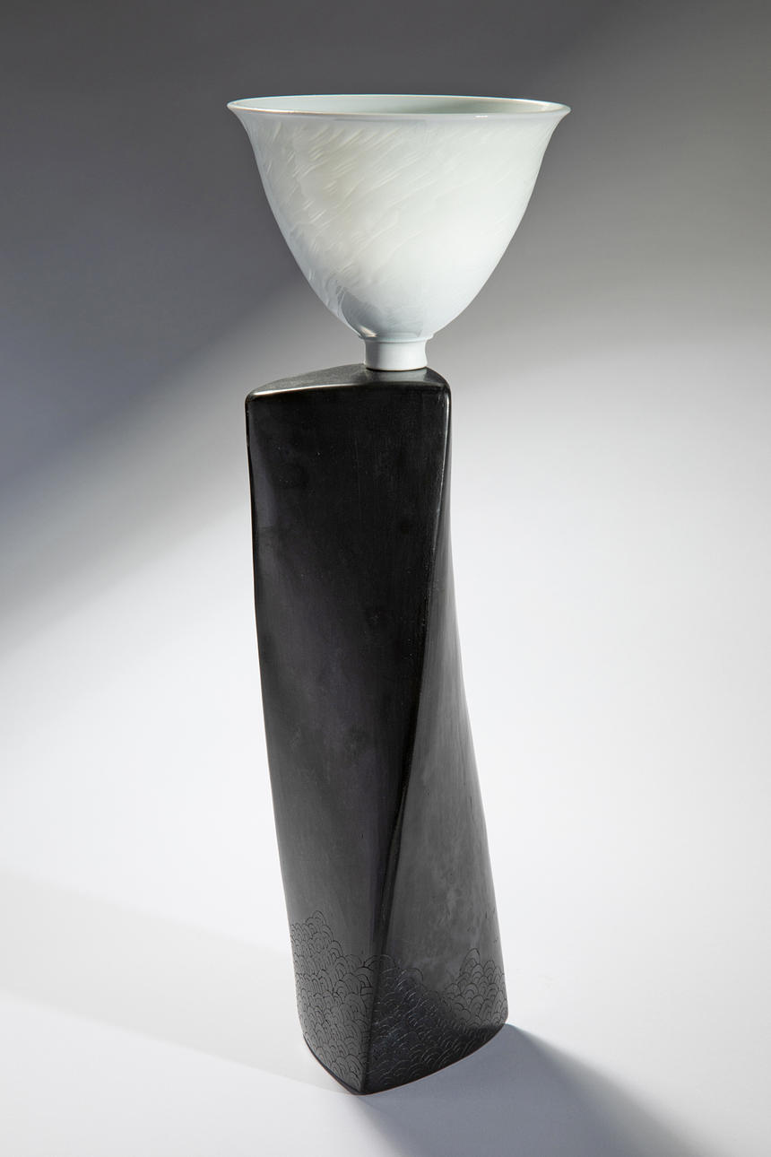 PATRICK PICARELLE. Sculptural form with small vessel (75-18).