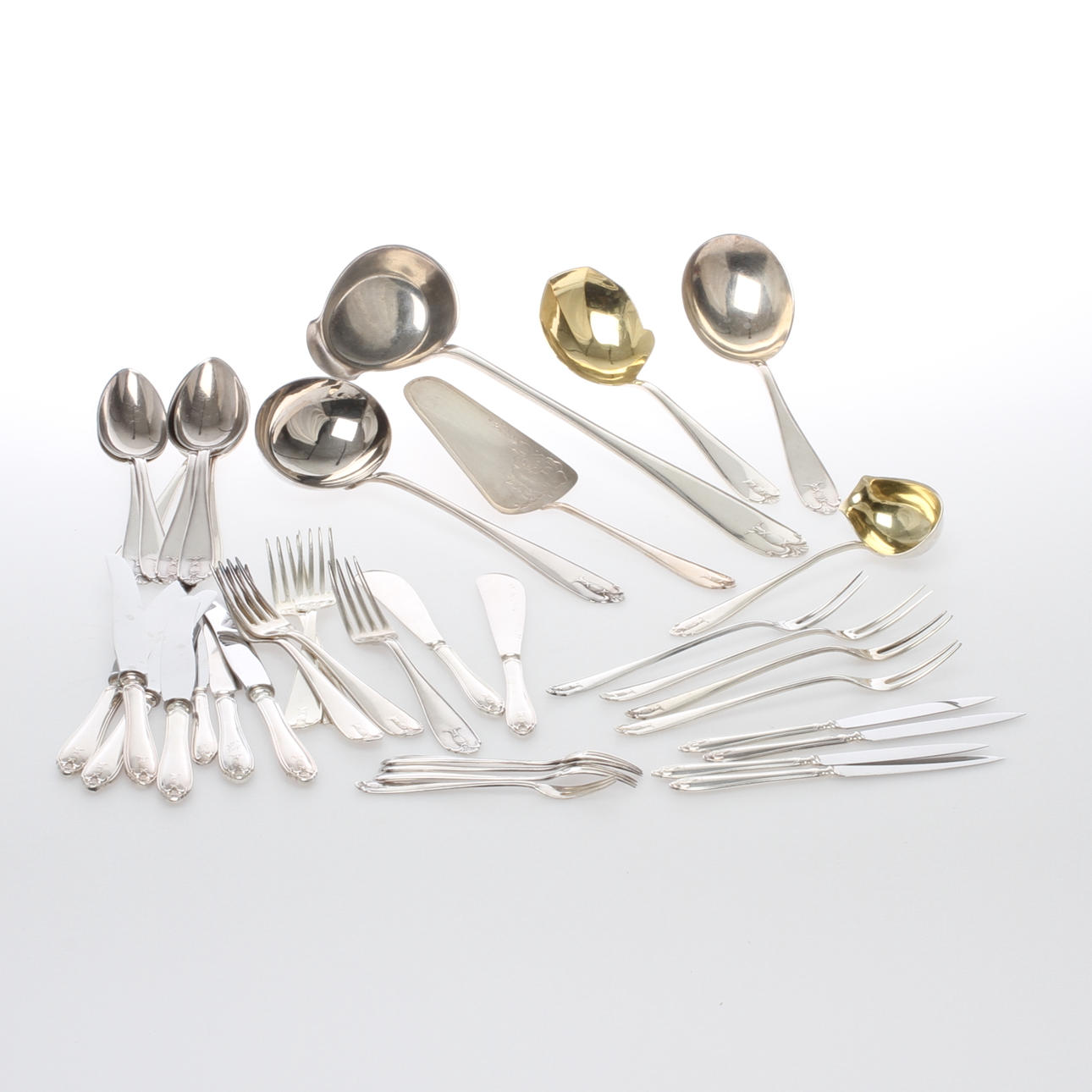 BESTICK, 38 delar, nysilver, "Vasakärven".