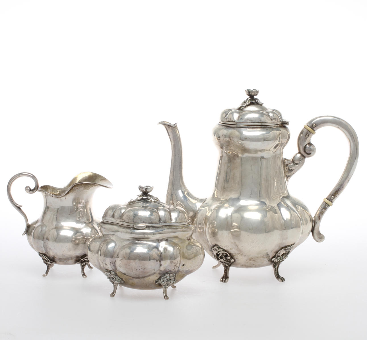 KAFFESERVIS, 3 delar, silver, Tyskland, svensk import.