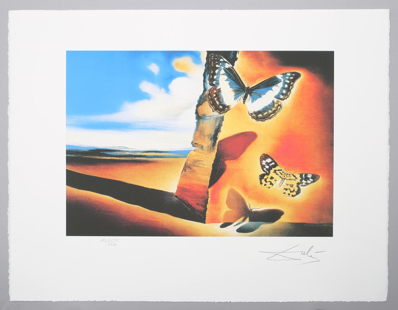 SALVADOR DALI (1904-1989). Landskap med fjärilar.