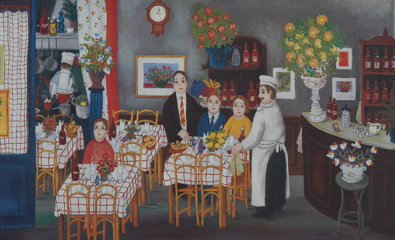 LENNART JIRLOW. Restauranginteriör, tryck.