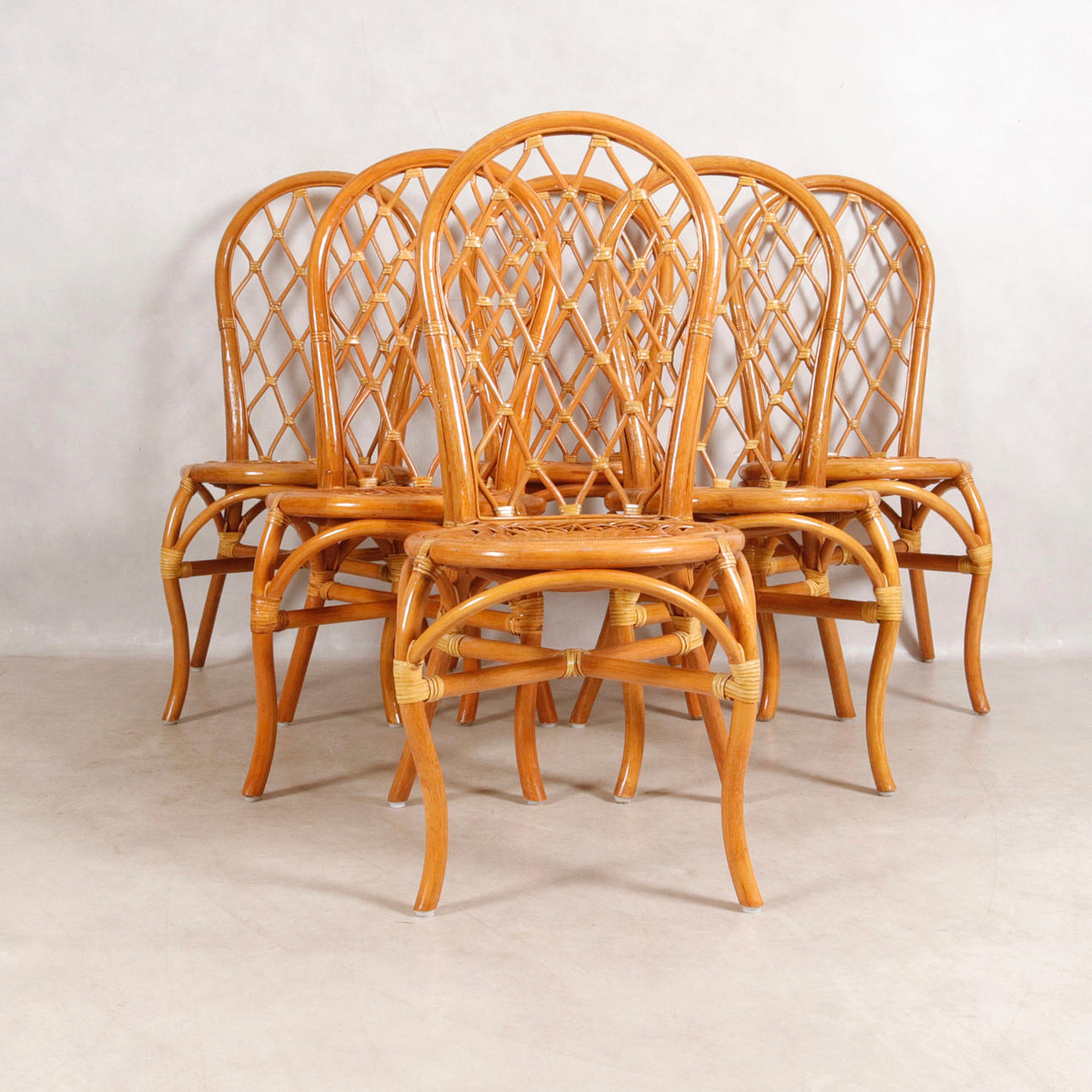 CHAIRS, 6 pcs., rattan, 1900s.